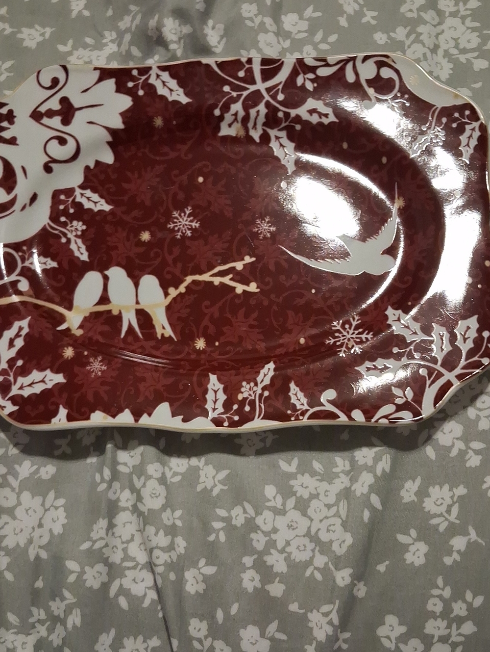 Rosanna Red and White Winter Bird Serving Sweet Tray.